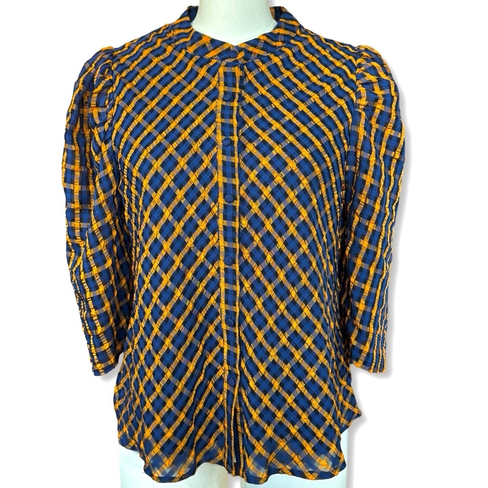 Eva Franco Plaid Blouse Anthropologie